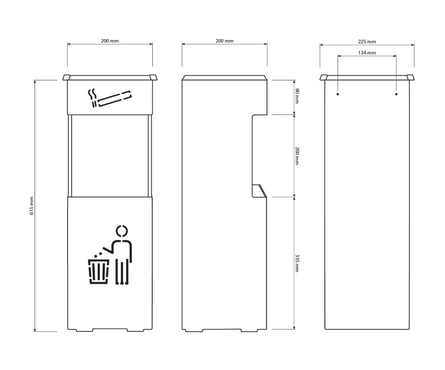 Урна для мусора с пепельницей сталь 24 л Серый САНАКС Фотография_4