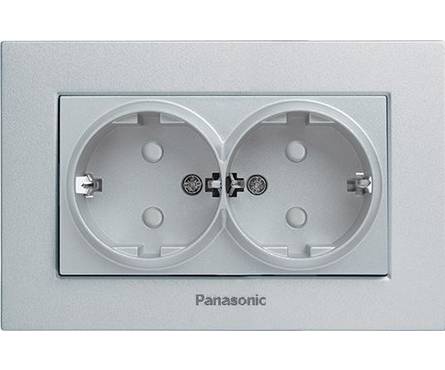 Розетка Panasonic 2-я c/з серебро Karre Plus Фотография_0
