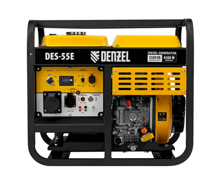 Генератор дизельный 5.5 кВт 230 В бак 11 л, электростартер DES-55E DENZEL Фотография_3