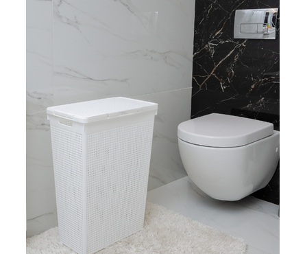 Корзина для белья Лофт с крышкой, белая, 50 л Фотография_1