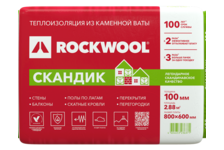 Утеплитель Минвата ROCKWOOL Скандик Лайт Баттс 800х600х100 мм (уп/2.88 м²/ 0.288 м³)