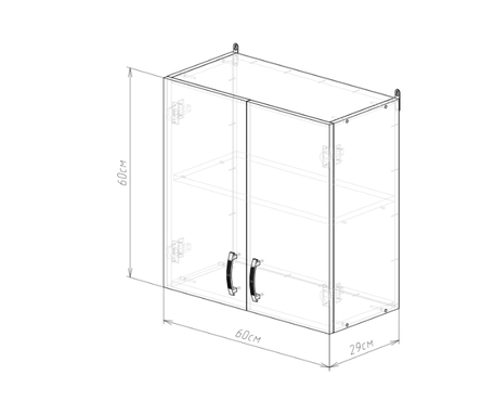 Шкаф навесной кухонный распашные дверцы 60 см ЛДСП цемент светлый под сушку Фотография_2