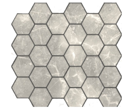 Мозаика Caramelle Mosaic Pietrine Hexagonal Travertino Silver MAT hex матовая, 292х298 мм, чип 18х30 мм Фотография_0