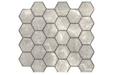 Мозаика Caramelle Mosaic Pietrine Hexagonal Travertino Silver MAT hex матовая, 292х298 мм, чип 18х30 мм