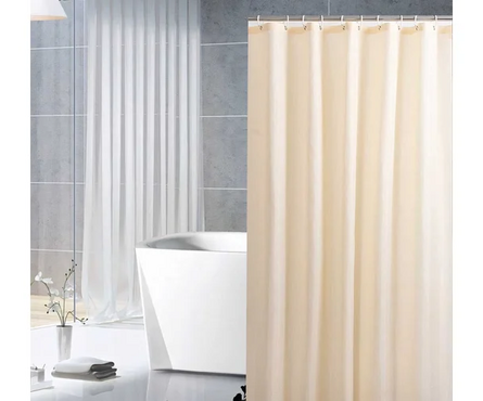 Штора для ванной полиэтилен 180x180 см бежевая c кольцами РЫЖИЙ КОТ Фотография_1