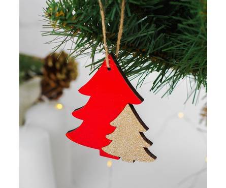 Подвеска новогодняя Волшебный лес, цвет красный с золотом Фотография_1