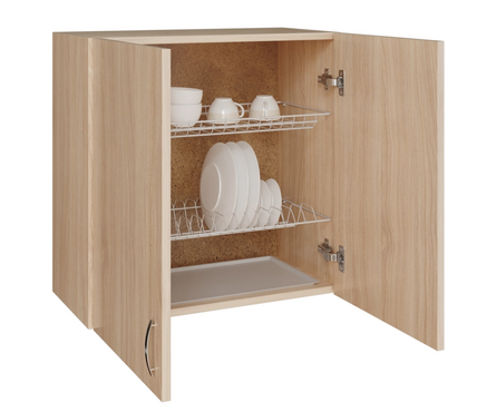 Шкаф навесной кухонный распашные дверцы 60 см ЛДСП венге светлый/дуб млечный с сушкой Фотография_1