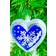 Елочное украшение Елочка Сердечко снежинка С1458, стекло, цвет голубой/белый  Фотография_1