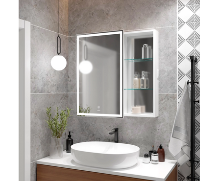 Зеркало 800х800 мм Женева левое сенсорный выключатель светодиодная подсветка MIXLINE Фотография_3