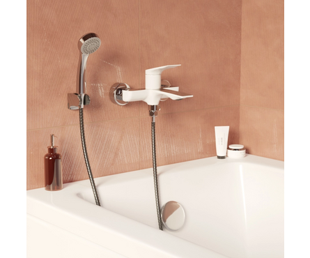 Смеситель для ванны однорычажный MIXLINE короткий гусак белый/хром 35к ML41-01 Фотография_3