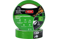 Лента малярная для деликатных поверхностей 25 мм 25 м зеленая DECOR