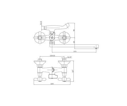 Смеситель для ванны двухвентельный HAIBA длинный гусак хром 1/2 кер HB2225 Фотография_3