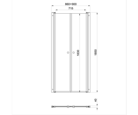 Душевая дверь 900х1850х4 мм стекло хром прозрачная Дабл ТРИТОН Фотография_2