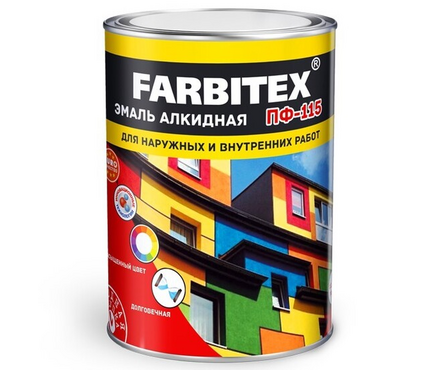 Эмаль универсальная ПФ-115 коричневая шоколадная FARBITEX 0.8 кг Фотография_1