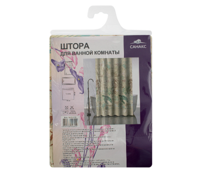 Штора для ванной полиэстер водонепроницаемая 180x180 см морская фауна без колец САНАКС Фотография_1