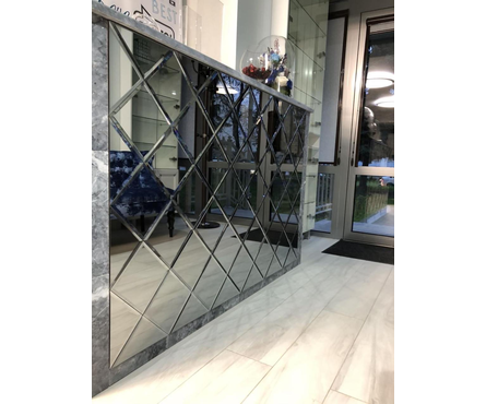 Квадратная зеркальная графитовая плитка с фацетом 10 мм, 120х120 мм Фотография_1