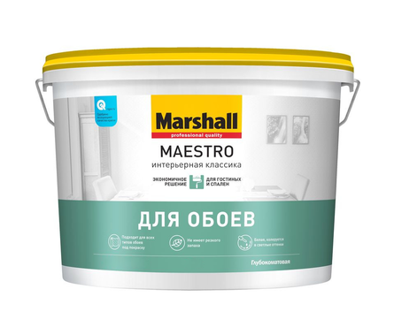 Краска интерьерная для обоев глубокоматовая ВД Marshall Maestro белая, 4.5 л Фотография_1