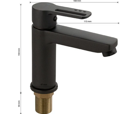 Смеситель для умывальника однорычажный CONSUL короткий гусак графит 8930 Фотография_1