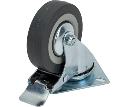 Колесо поворотное с тормозом крепление платформенное d 75 мм Фотография_2