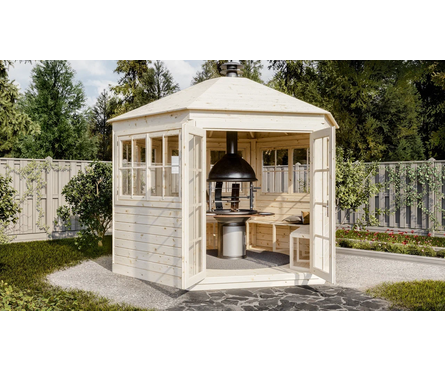 Беседка шестигранная из массива сосны 4х4 м ТЕХНОНИКОЛЬ Фотография_6