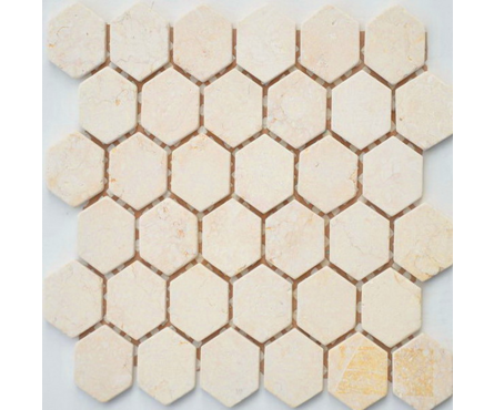 Мозаика Caramelle Mosaic Pietrine Hexagonal Crema Marfil MAT hex матовая, 292х298 мм, чип 18х30 мм Фотография_0