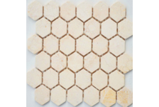 Мозаика Caramelle Mosaic Pietrine Hexagonal Crema Marfil MAT hex матовая, 292х298 мм, чип 18х30 мм