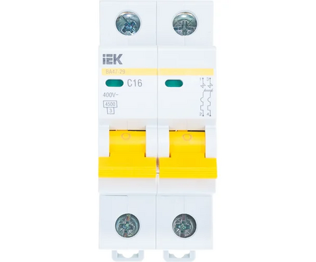 Выключатель автоматический модульный 2п C 16А ВА47-29 IEK Фотография_0