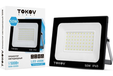Прожектор светодиодный TOKOV LED, 50Вт, 3400лм, 6500К, IP65, черный