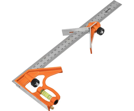 Угольник столярный 300 мм металлический комбинированный с уровнем SPARTA Фотография_1