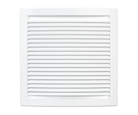 Решётка ПВХ вентиляционная вытяжная с сеткой без рамки 200х200 мм белая Фотография_2