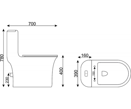 Унитаз-монолит EVA GOLD SM9612, безободковый ДП с быстрым съемом (с гофрой и подводкой) Фотография_10