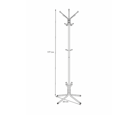 Вешалка напольная для верхней одежды 63х63х177 см медный антик ЛУЧ-5 Фотография_1