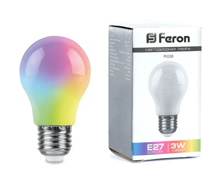 Лампа светодиодная Feron 3 Вт, Груша, Е27, RGB плавная смена света Фотография_0