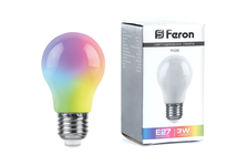 Лампа светодиодная Feron 3 Вт, Груша, Е27, RGB плавная смена света