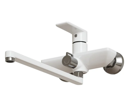 Смеситель для ванны однорычажный MIXLINE длинный гусак белый/хром 35к ML33-02 Фотография_2