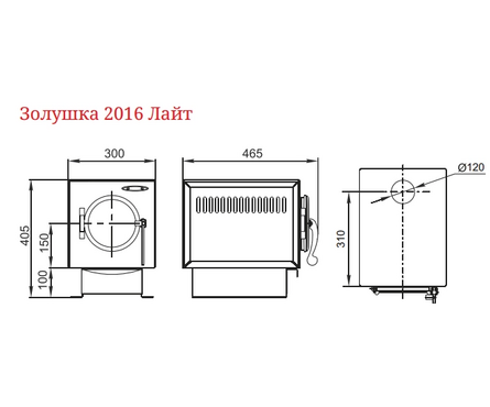 Печь отопительно-варочная TMF Золушка 2016, дровяная, дымоход 120 мм Фотография_2
