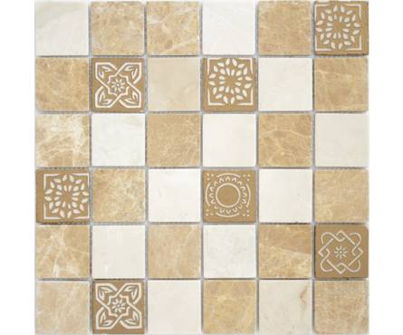 Мозаика Caramelle Mosaic Art Stone Pietra Mix 1 матовая, 300х300х8 мм, чип 48х48 мм Фотография_0