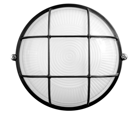  Светильник настенный уличный Светозар большой круг черный с решеткой 1х100 Вт Е27 IP54 Фотография_1
