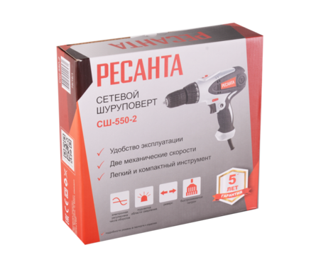 Дрель-шуруповерт сетевой Ресанта СШ-550-2, 550 Вт, 0-450/0-1500 об/мин, 36 Нм Фотография_6