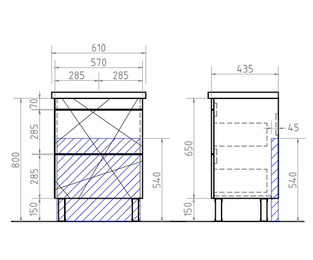 Тумба для ванной Geometrry-60 с ум.Сомо 60 Бетон Фотография_6