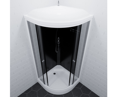 Душевая кабина полукруг 880х880х2175х4 мм стекло низкий поддон+сифон Топ ТРИТОН Фотография_2