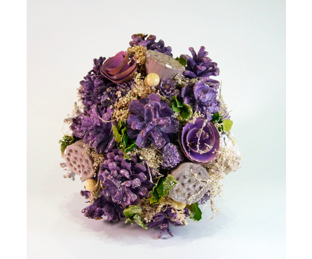 Композиция новогодняя 17 см Кашпо фиолетовый Фотография_2