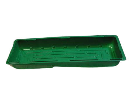 Ящик для рассады пластмассовый зеленый 4 места 58х19х6.5 см с крышкой Фотография_1