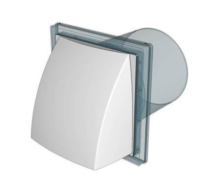 Выход стенной вытяжной Event ПВХ с обратным клапаном с фланцем, белый, d 100 мм, 175х175 мм Фотография_2