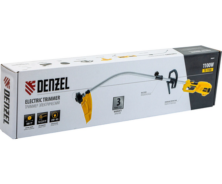 Триммер электрический 1.1 кВт леска/диск 2 мм срез 380 см разборная штанга TE-1100 DENZEL Фотография_7