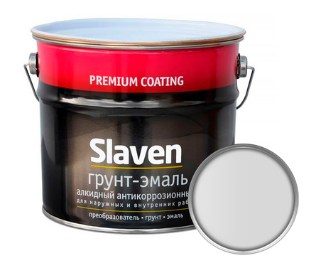 Грунт-эмаль по ржавчине SLAVEN 3 в 1, светло-серый (20 кг) Фотография_0
