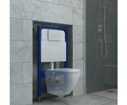 Инсталляция для унитаза двухрежимная кнопка круглая белая матовая 545-7 EVAGOLD Фотография_3