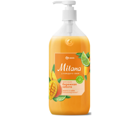 Жидкое крем-мыло с дозатором GRASS Milana манго и лайм 1 л Фотография_0