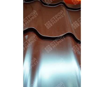 Черепица металлическая Гранд Профиль 1.19х3.95 м (4.701 м²) коричневый (RAL 8017) 0.45 мм Фотография_1