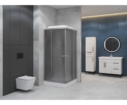 Душевая кабина EvaGold F901BS-Q квадрат 900x900x2280x4 мм, низкий поддон, матовый профиль, черное стекло Фотография_2